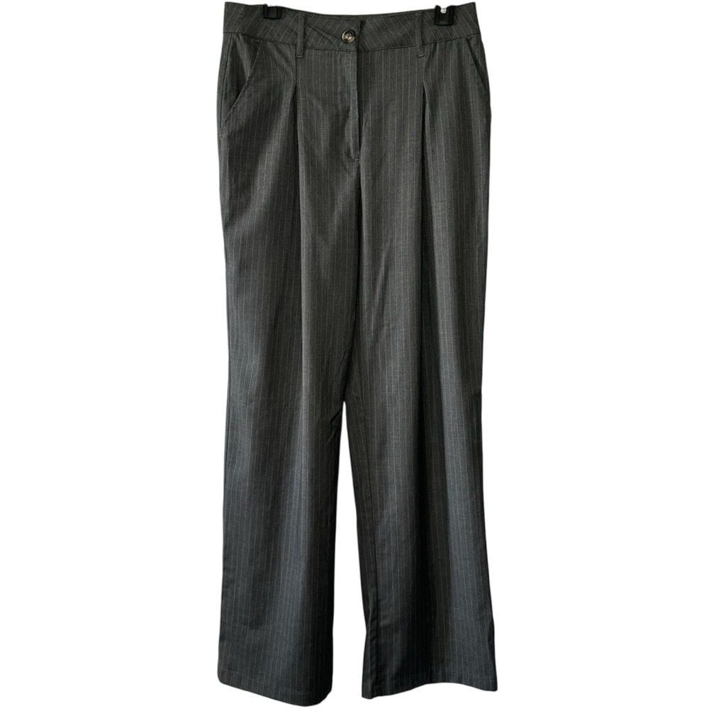 Wild Fable Women’s Gray Pinstripe High Rise Wide Leg Pleat Front Pants- Size 10
